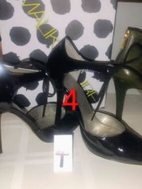 Kamalikulture Women's Black Patent Leather Heels Ankle Tie With Box